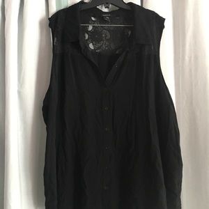 Black Lace Button Up Tank